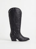 Botas Western Altas Negras con Remaches y Bordados