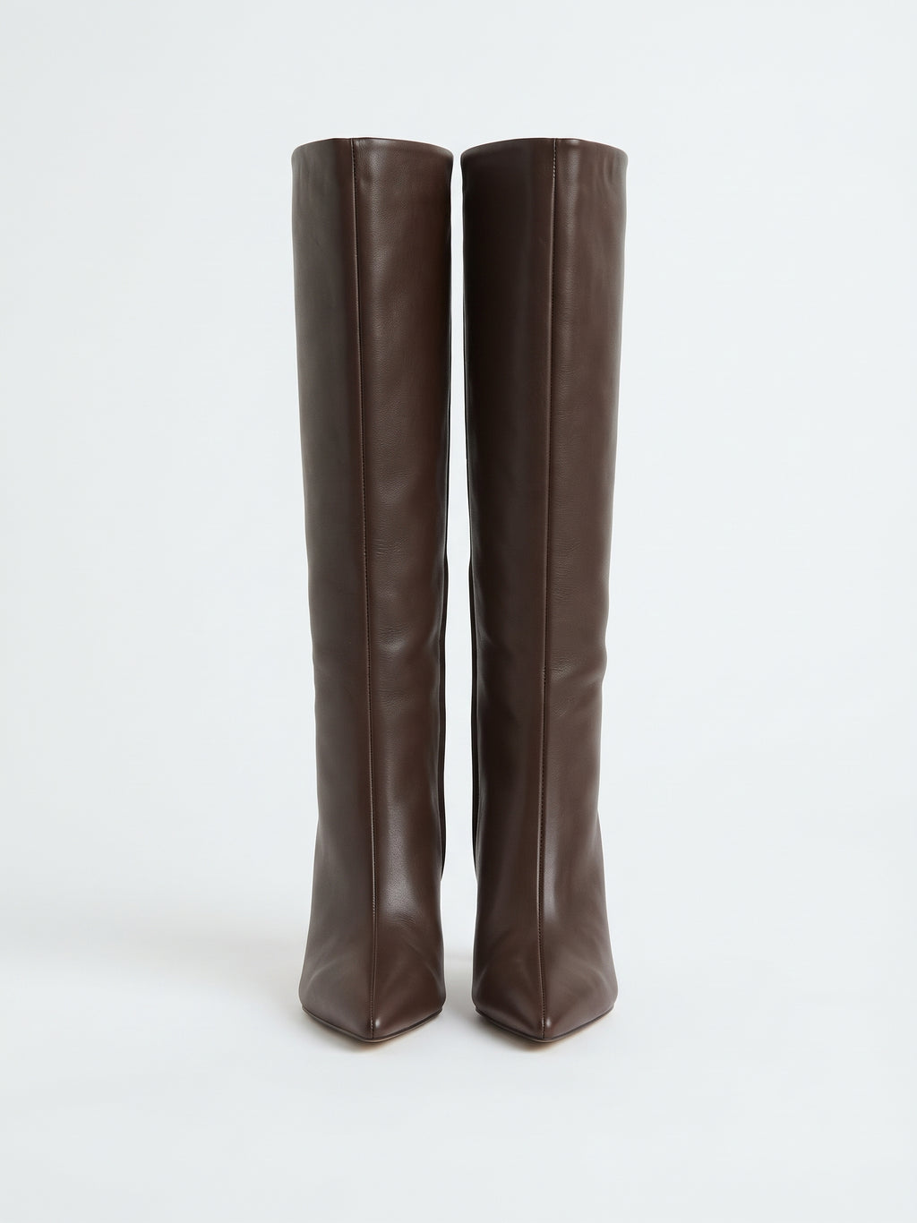 Botas Altas Estructuradas de Tacón Bajo Café