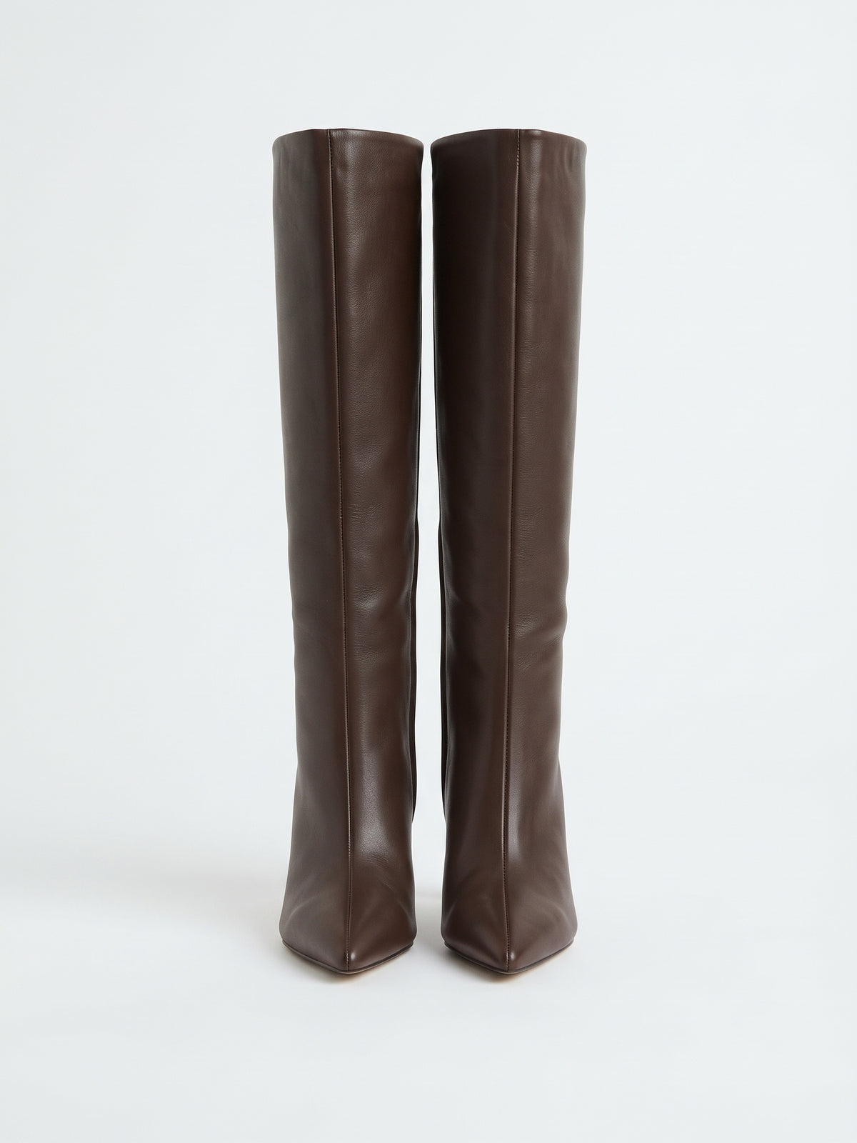 Botas Altas Estructuradas de Tacón Bajo Café
