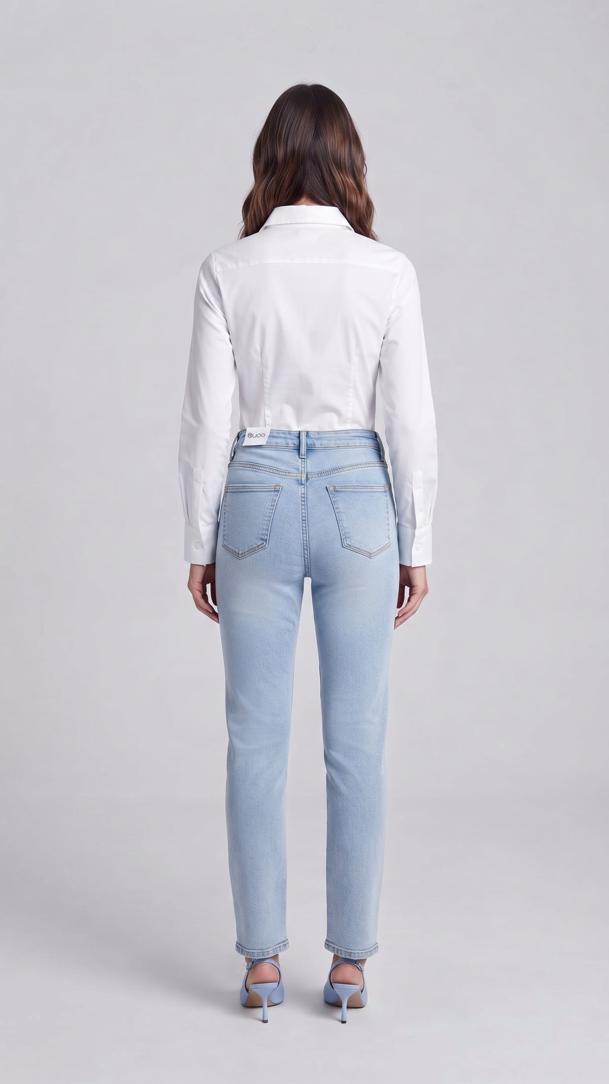 Jeans de Mezclilla Rectos de Tiro Alto
