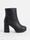 Botines Negros de Tacón Ancho con Plataforma Negro