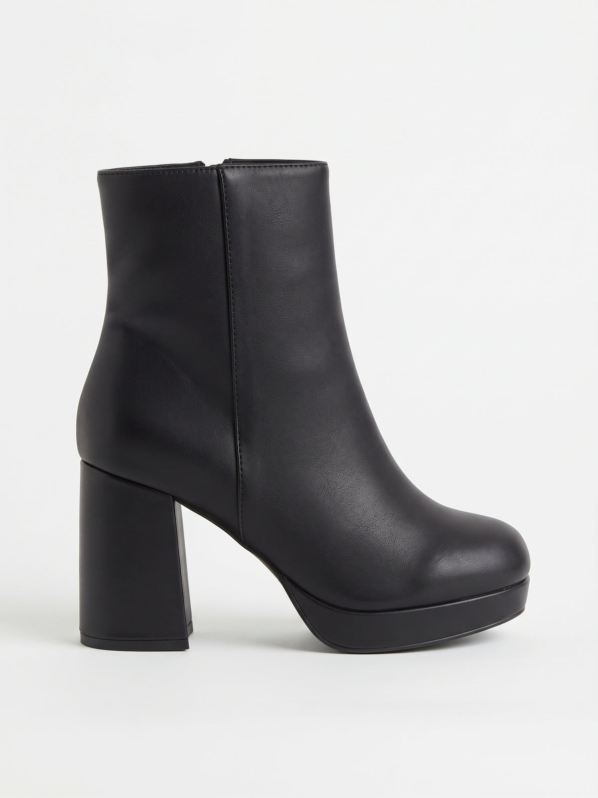 Botines Negros de Tacón Ancho con Plataforma Negro