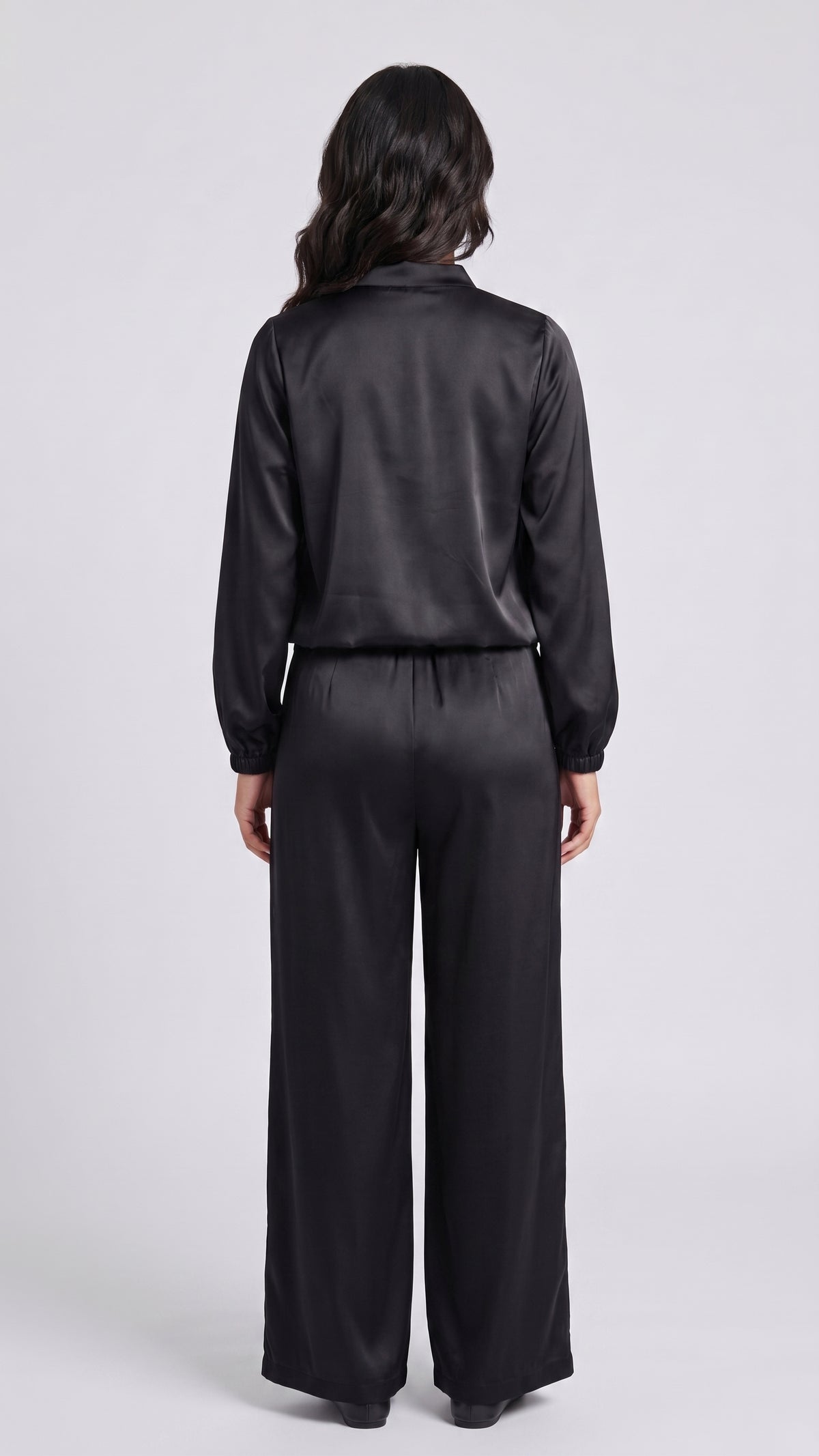 Conjunto de Satin Chamarra y Pantalon Wide Leg