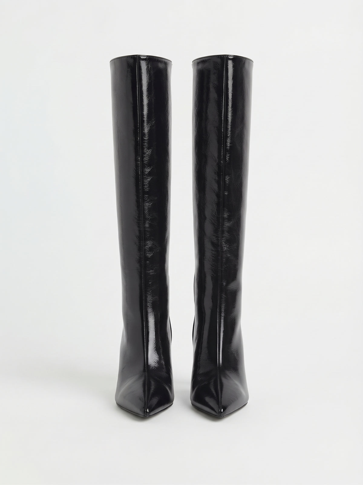 Botas Altas de Tacón Fino en Piel Negra