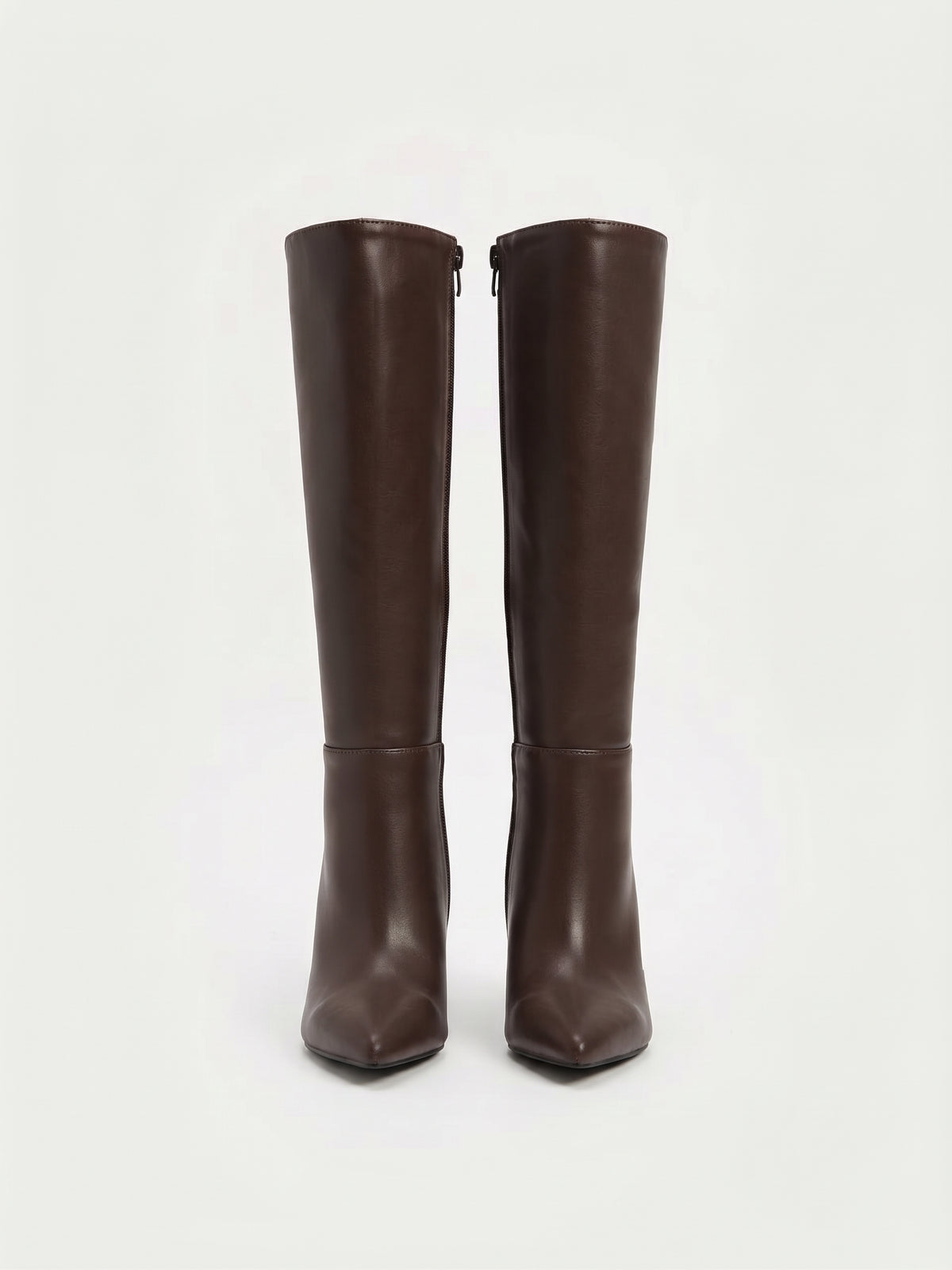 Botas Altas de Tacón Fino en Marrón Chocolate
