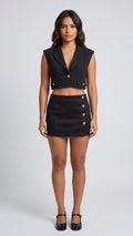 Falda Short Estructurada con Botones Dorados