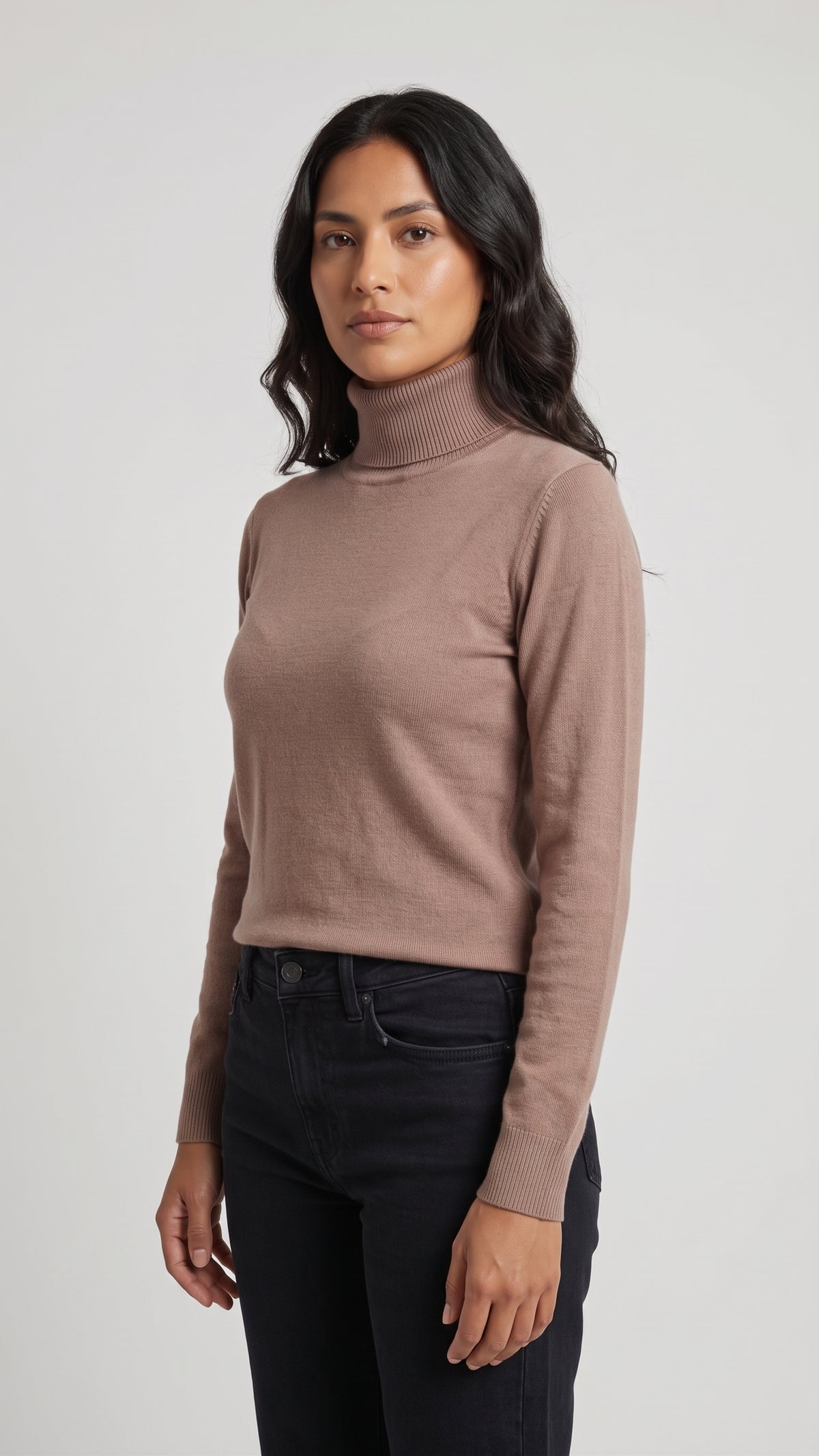 Blusa de Punto Fino con Cuello Alto