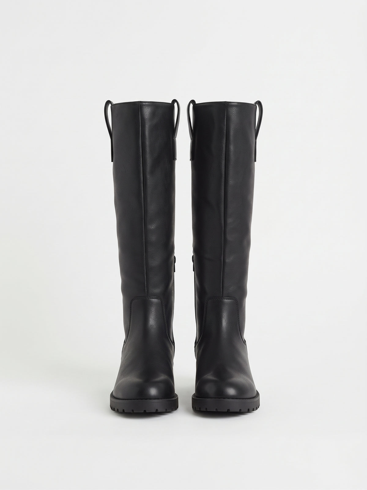 Botas Altas Planas con Suela Track Negro