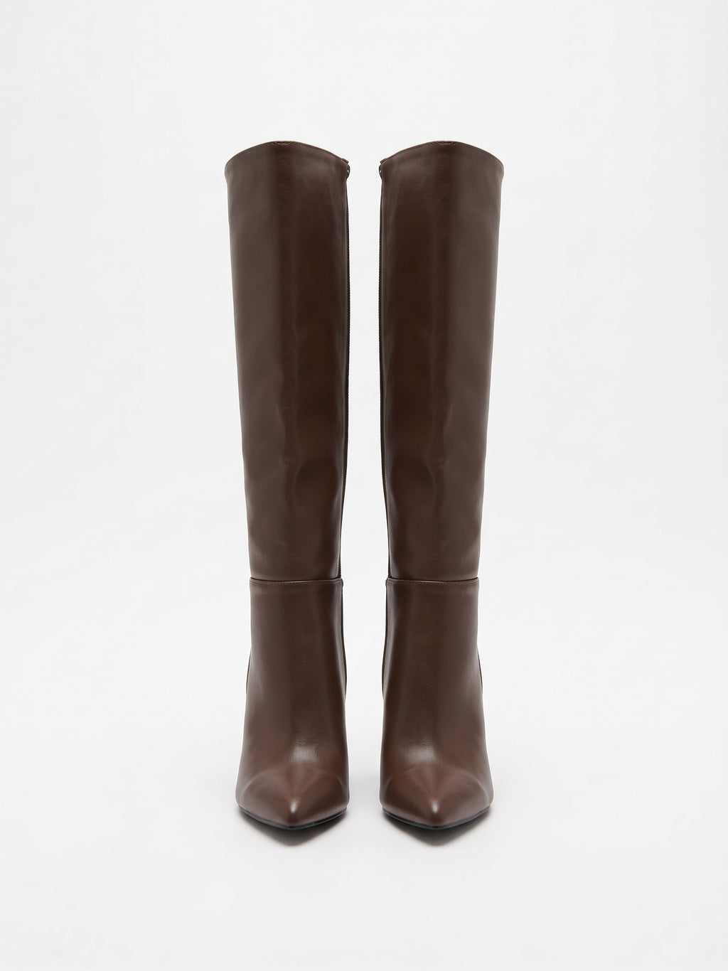 Botas Altas de Tacón Ancho en Tono Café