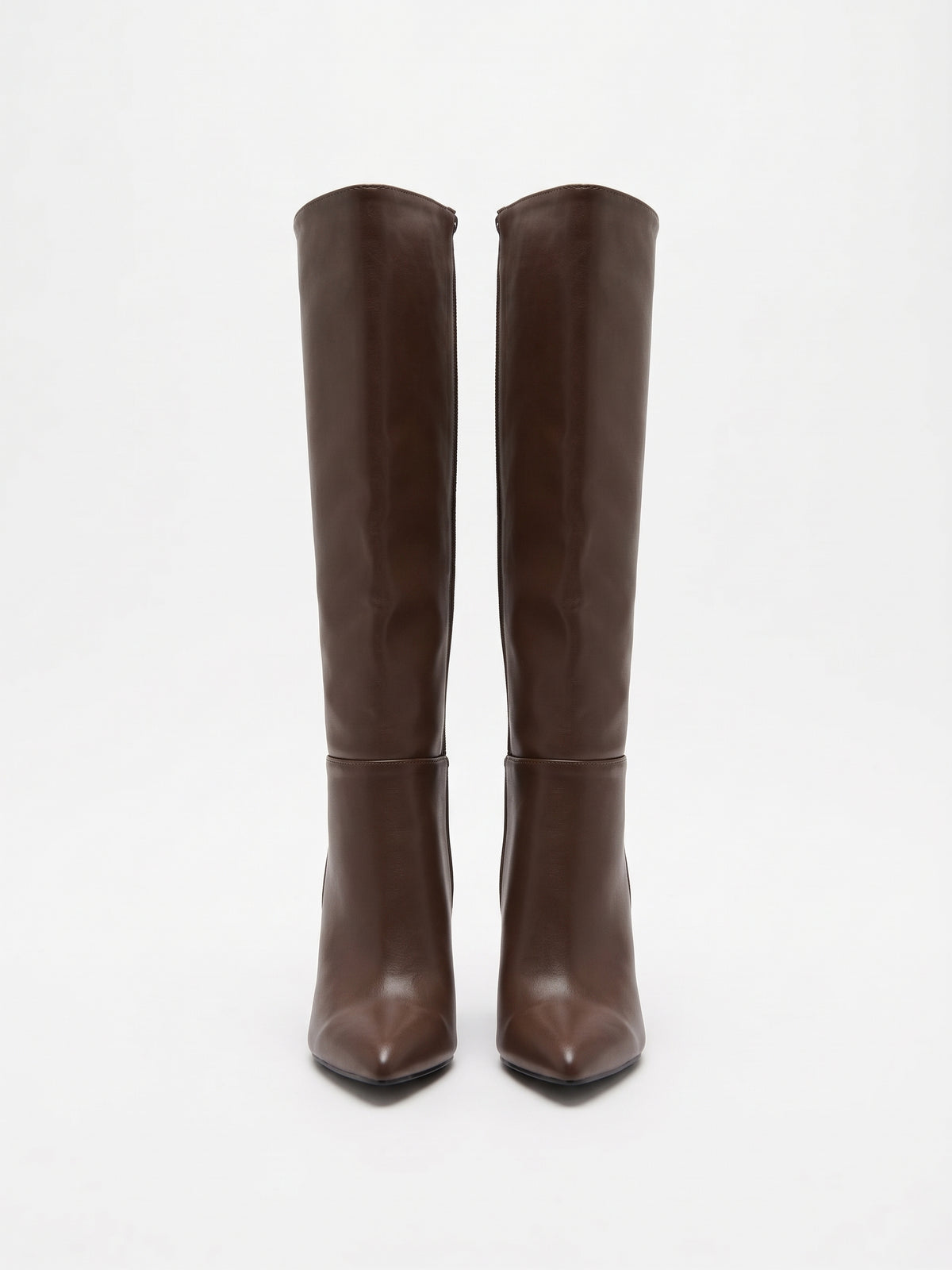 Botas Altas de Tacón Ancho en Tono Café