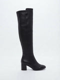 Botas Largas Over-the-Knee de Tacón Ancho Negro